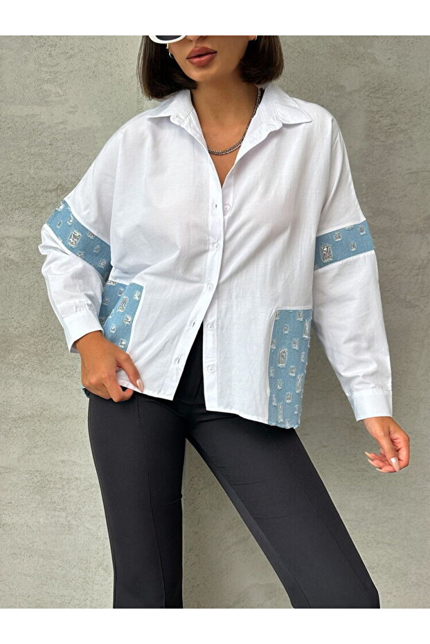 PULLU KOT DETAYLI GÖMLEK - 5