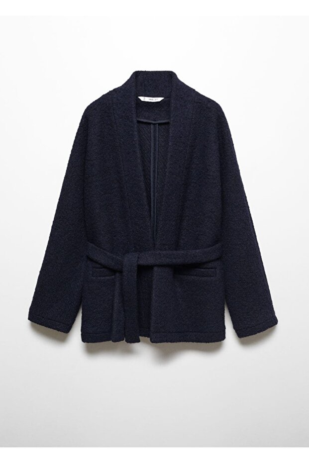 Kemerli yünlü ceket - 3