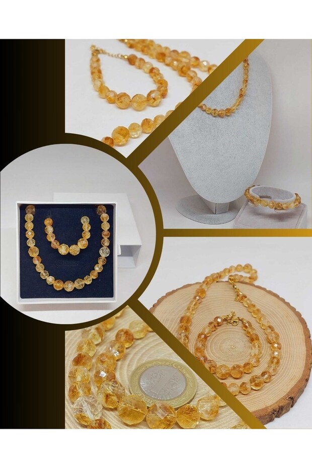 Shining Stars Series Citrine Stone Necklace & Bracelet Set