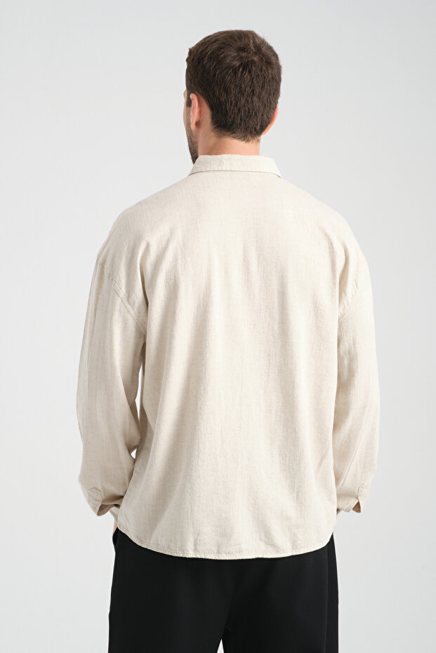 Bond Keten Oversize Rahat Kalıp Premium Kumaş Basic Gömlek - 5