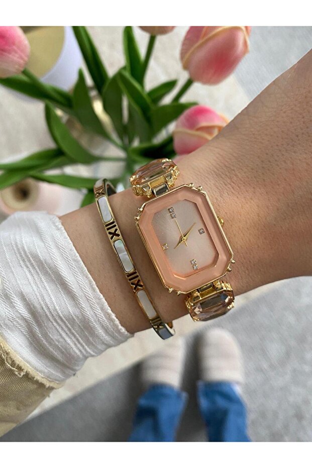 $warovski model metal kol saati - 1