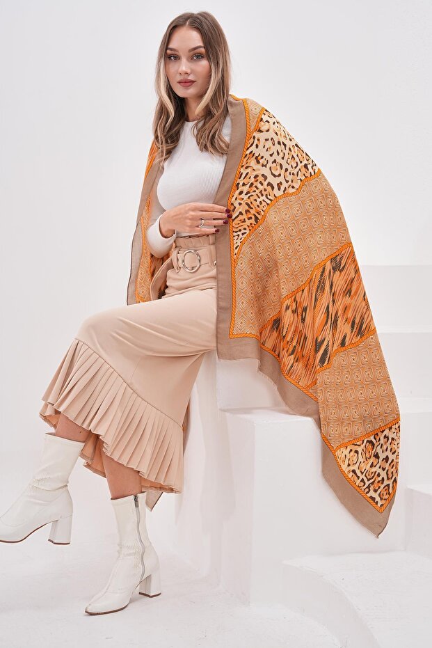 Şal de damă bej cu model - 6