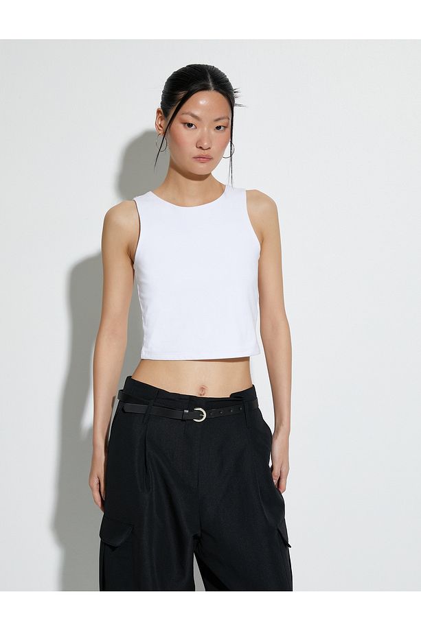 Pamuklu Crop Halter Yaka Atlet - 3
