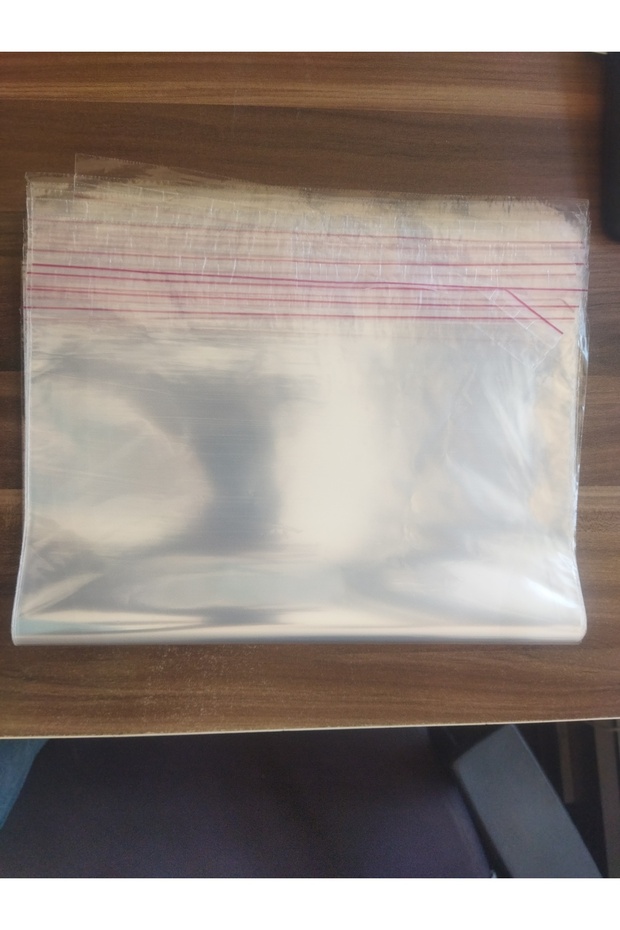 100 Adet 30x45 Cm Bantlı Yapışkanlı Şeffaf Opp Jelatin Poşet Torba, Şeffaf Poşet ( 30x40+5 ) - 3