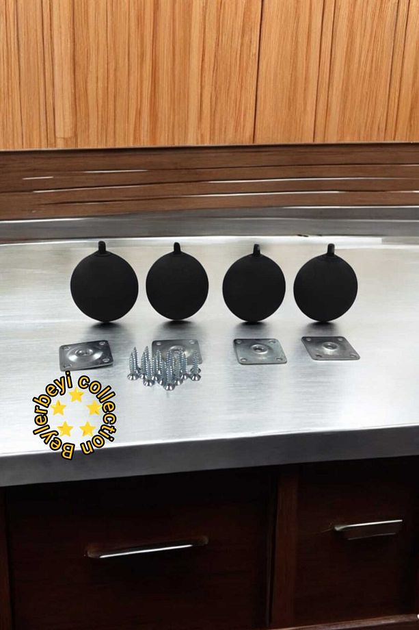 Puf Ayağı 4ADET Mobilya Ayağı Ahşap Topaç Ayak Masa Sehpa Ayağı Ahşap Yuvarlak Ayak Yükseklik 7,5 Cm - 2