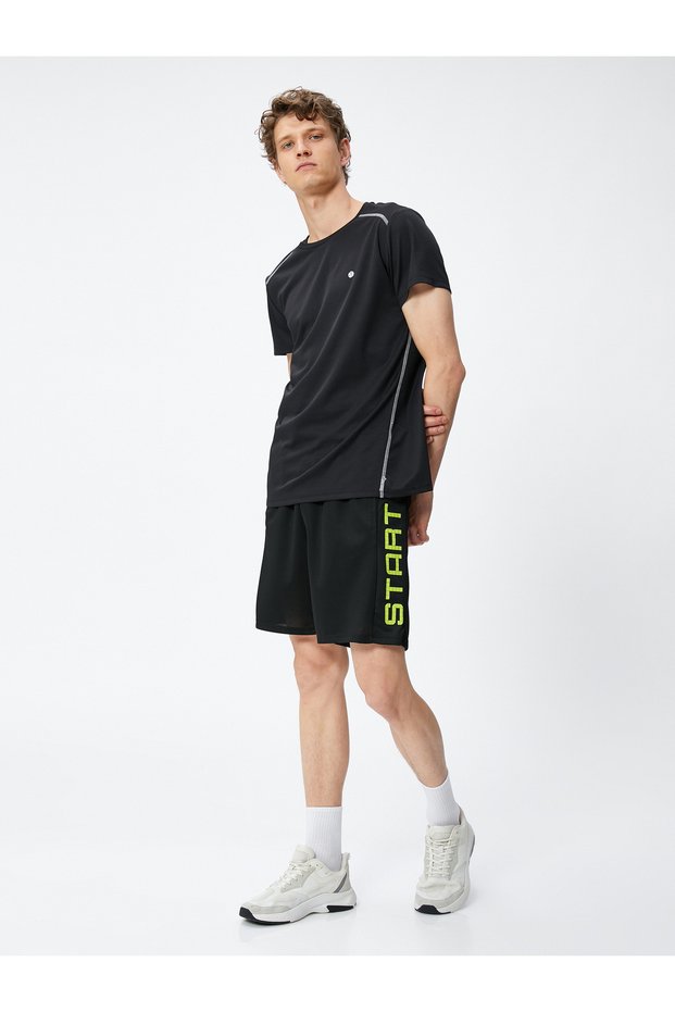 Sports Shorts Slogan Printed Waist Lace Pocket