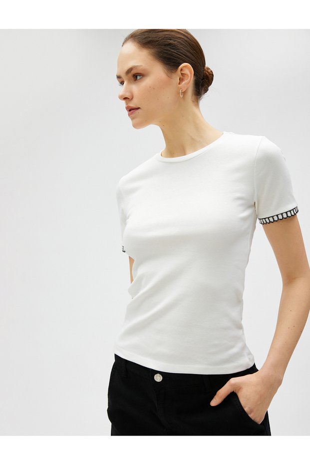 Sleeve Detailed T-Shirt Cotton