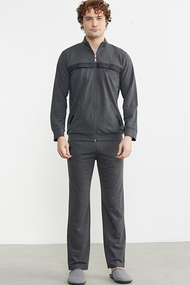 84414 Stand Collar Zippered Pocket Tracksuit Set