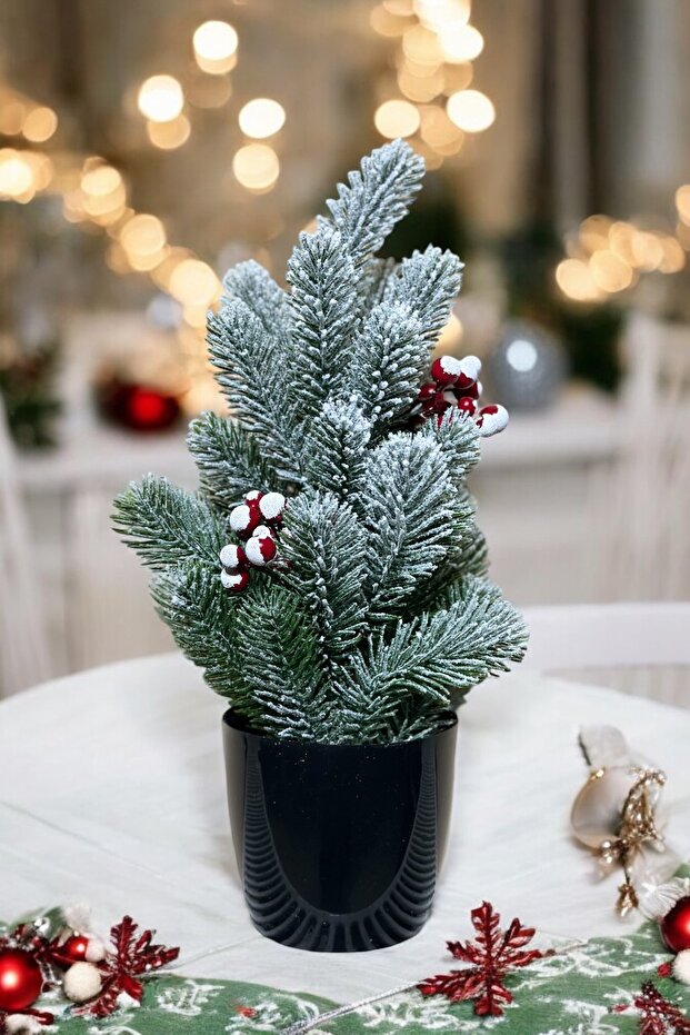 Snow Patterned Christmas Pine Tree 42 cm - 3