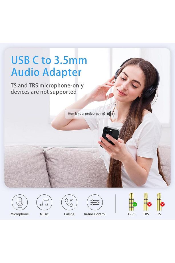 Type-c To 3.5mm Aux Kulaklık Dönüştürücü | Hasır Kablo | Tüm Type-c Cihazlarla Uyumlu - 7