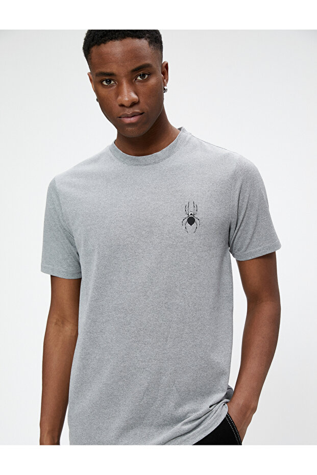 Spider Printed T-Shirt Crew Neck Short Sleeve