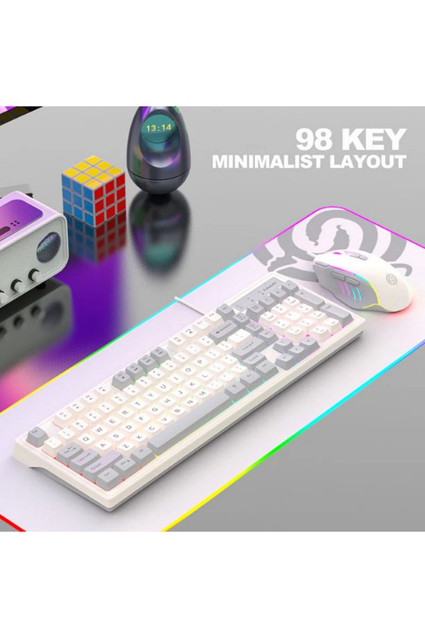 Km800 Klavye Led Işıklı Modlu 98 Tuşlu Oyuncu Klavye Mouse Seti Usb Girişli Gaming Klavye - 1