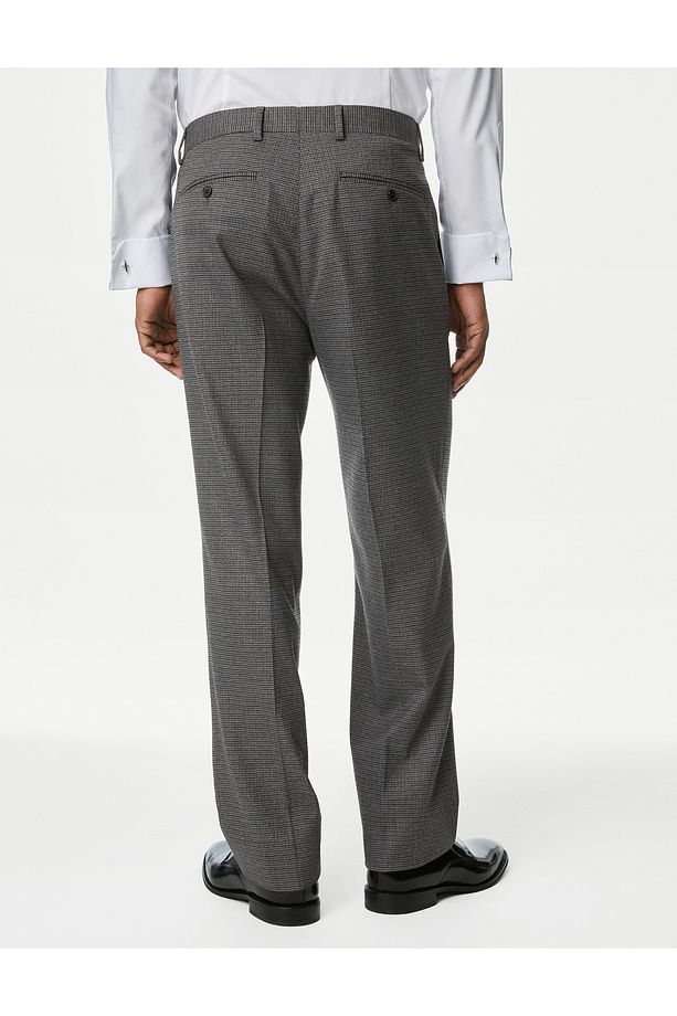 Regular Fit Ekose Desenli Yün Pantolon - 7