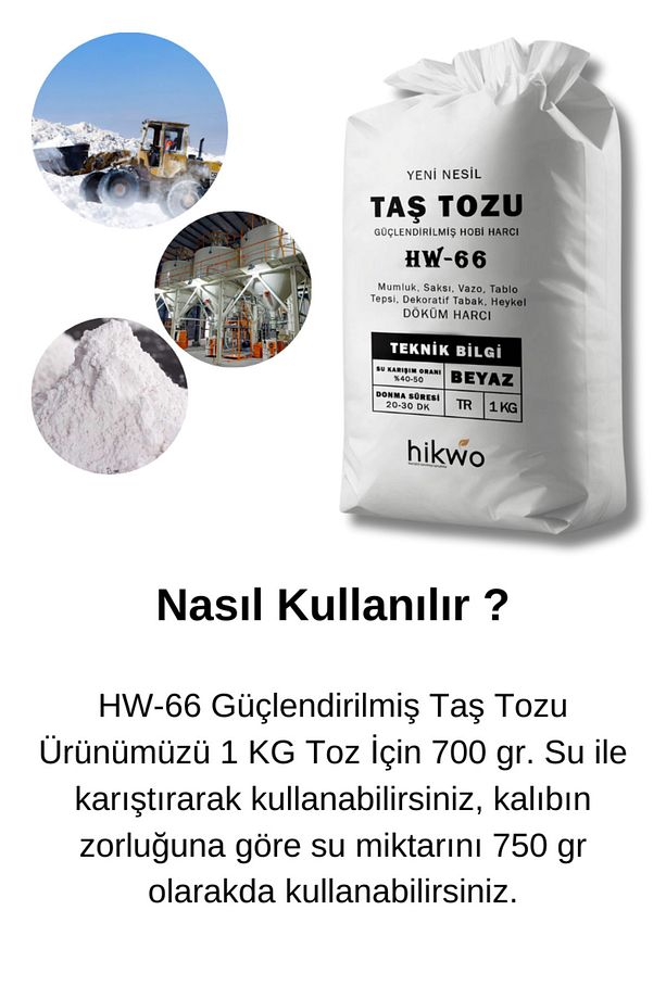 Hw-66 Taş Tozu - Saksı Döküm Harcı - Heykel Alçısı - Hızlı Donan Taş Tozu - Hobi Harcı 5 Kg - 2