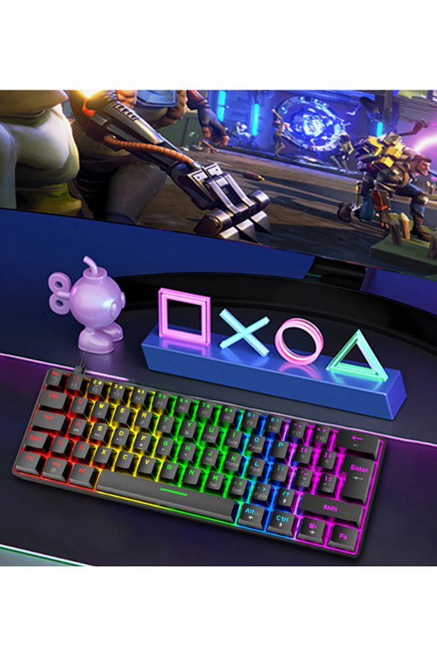 T60 Rgb Mavi Switch Mekanik Siyah Klavye Kablolu Gaming Driverli Oyuncu Klavyesi T60 Mini Q Klavye - 3