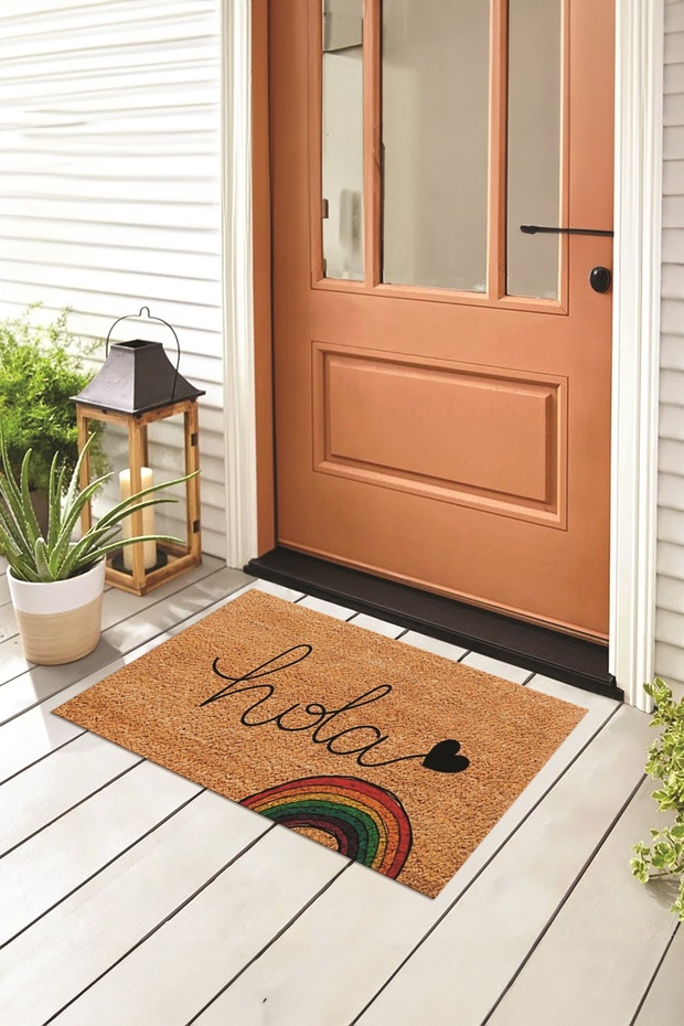 Digital Printed Non-Slip Base Washable Hola Written Doormat (40X60Cm)