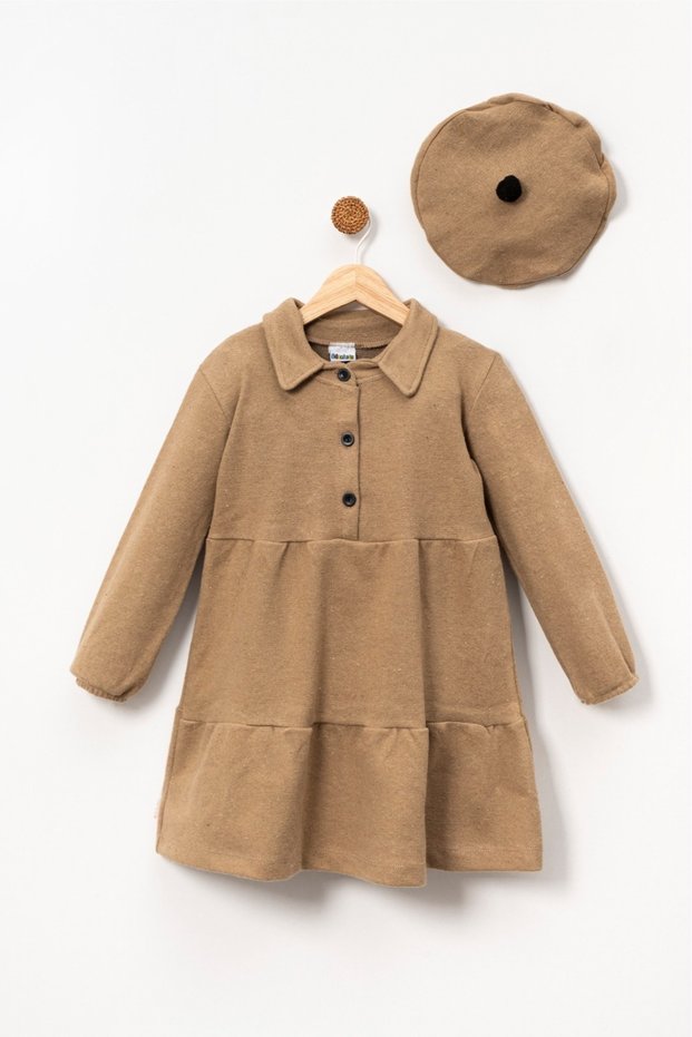 Gray Cashmere Girl's Dress (3-8 Years) - with Hat, Special Winter Design