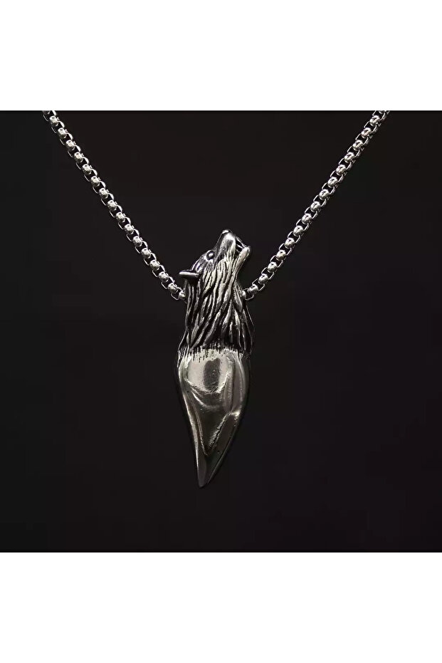 Bozkurt Dişi Çelik Kolye - 1