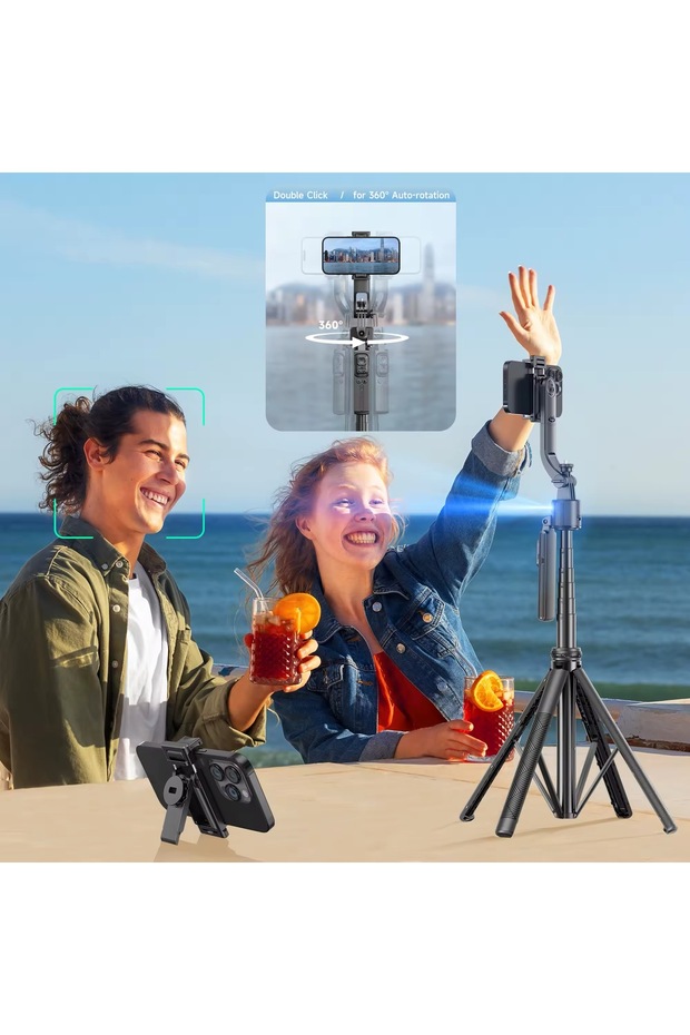 Selfieshow C17 Akıllı AI Yüz Takip Kararlı Bluetooth Gimbal Çekim Quadrapod Selfie - 3