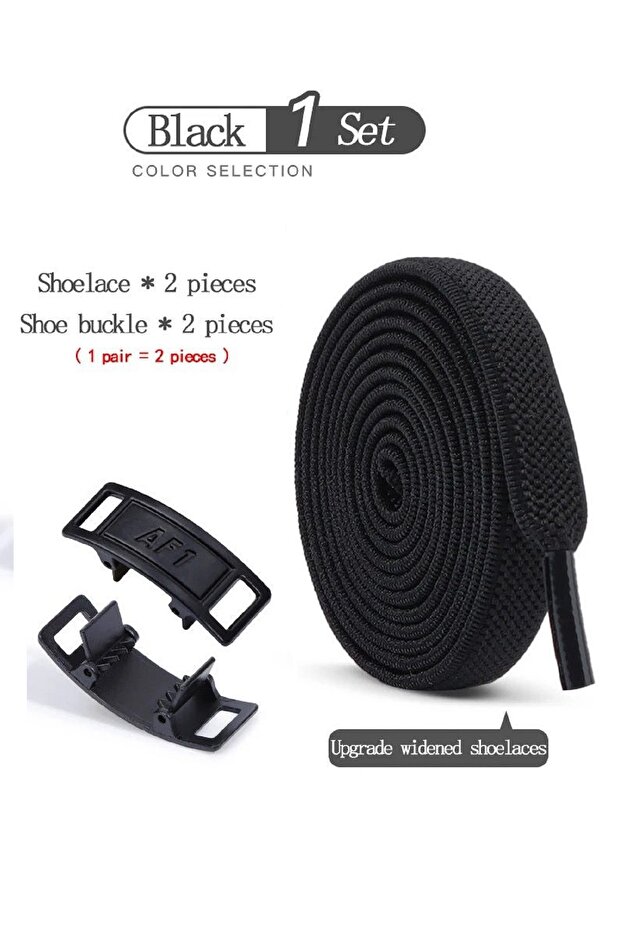 Metal Locking Plug Drop New Generation Locking Elastic Shoelaces 1 Pair Black - 1