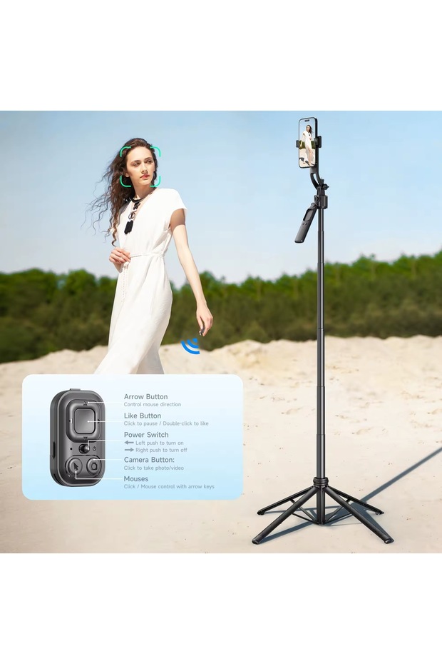 Selfieshow C17 Akıllı AI Yüz Takip Kararlı Bluetooth Gimbal Çekim Quadrapod Selfie - 6