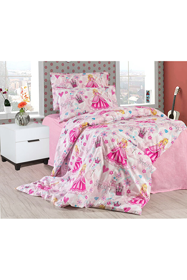 Children's Pattern Bed Sheet Elastic Single Duvet Cover Set with 2 Pillows