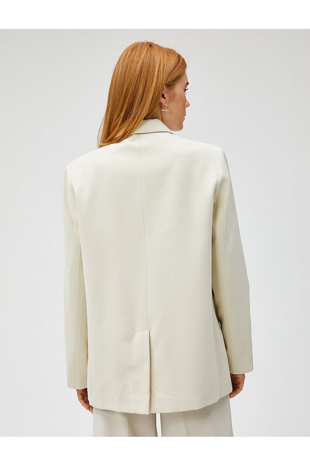 Oversize Blazer Ceket Tek Düğmeli - 4