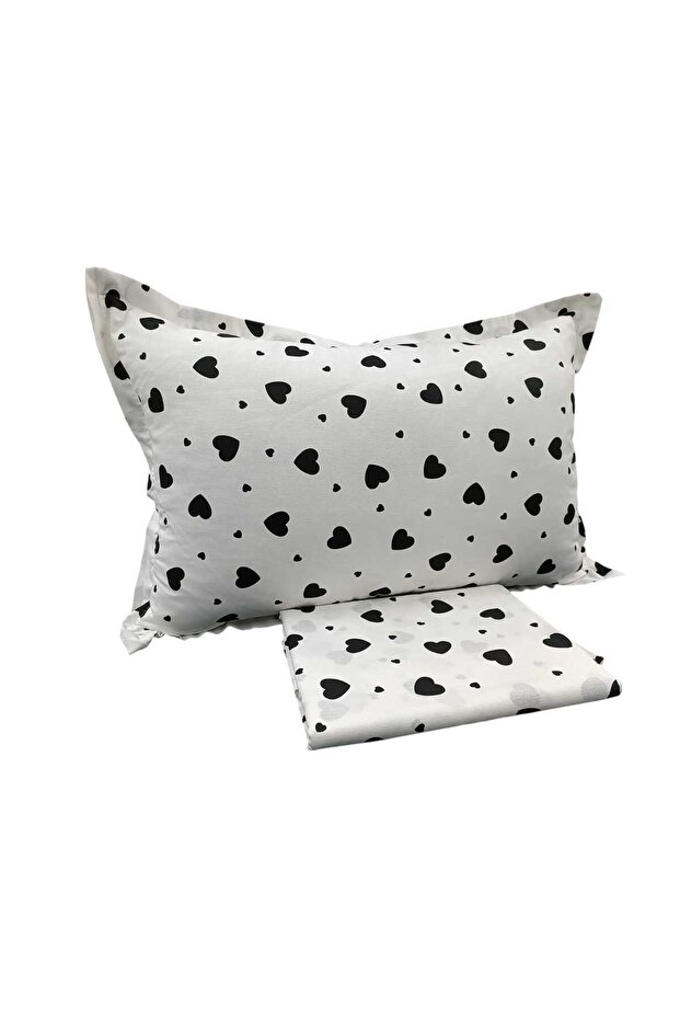 Single Flat Sheet Set with Heart Pattern - 4