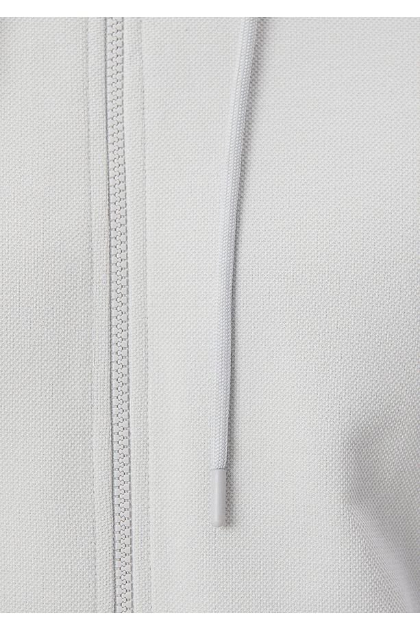 Kapüşonlu Fermuarlı Gri Basic Sweatshirt 0s10013-80618 - 5