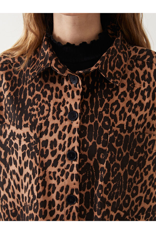 LCWK Leopar Desenli Oversize Kadın Yelek - 3