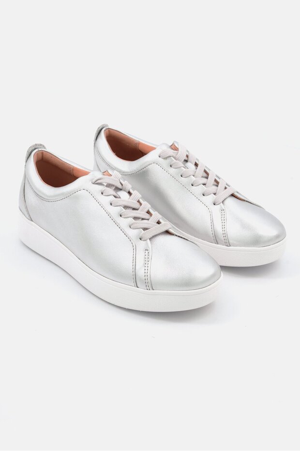 Women Rally Sneakers Lace Up Casual Shoes, Silver