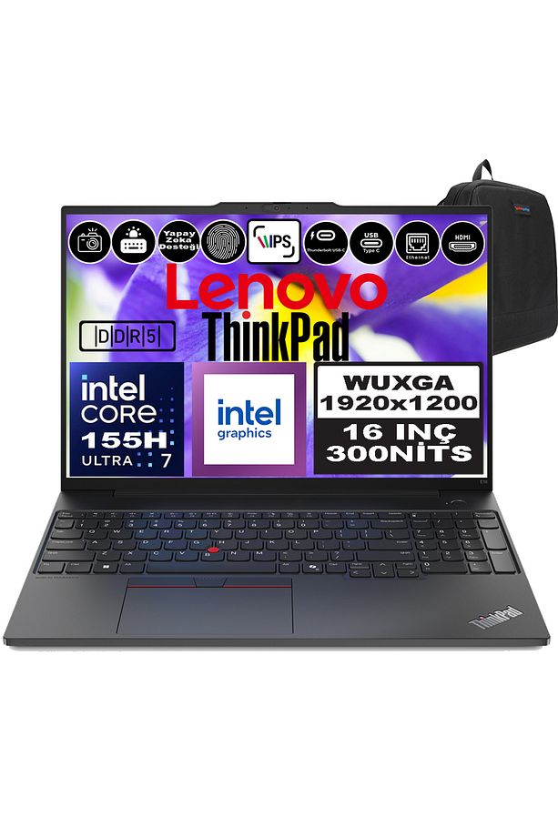 Thinkpad E16 G2 Ultra 7 155H 32GB 4tb SSD Intel® Aı Boost 16" Wuxga IPS WIN 11 Pro 21MA002UTXP12 - 1
