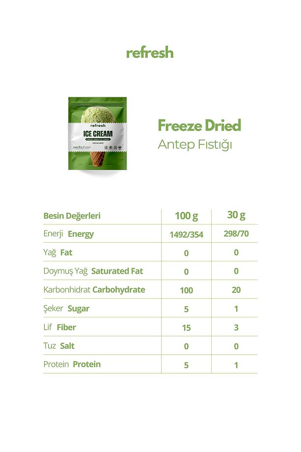 Freeze Dry Antep Fıstıklı Dondurma - Dondurularak Kurutulmuş Dondurma - 30gr - 5