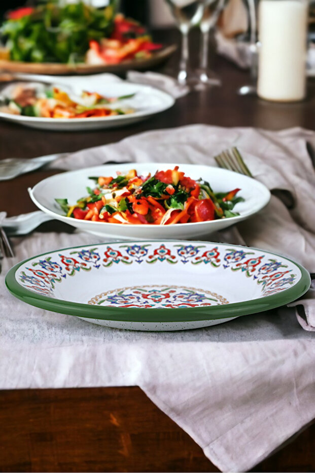 24 No Emaye Yemek Tabak, Servis, Yemek Kamp, Piknik, Çeyiz 24 Cm - 2