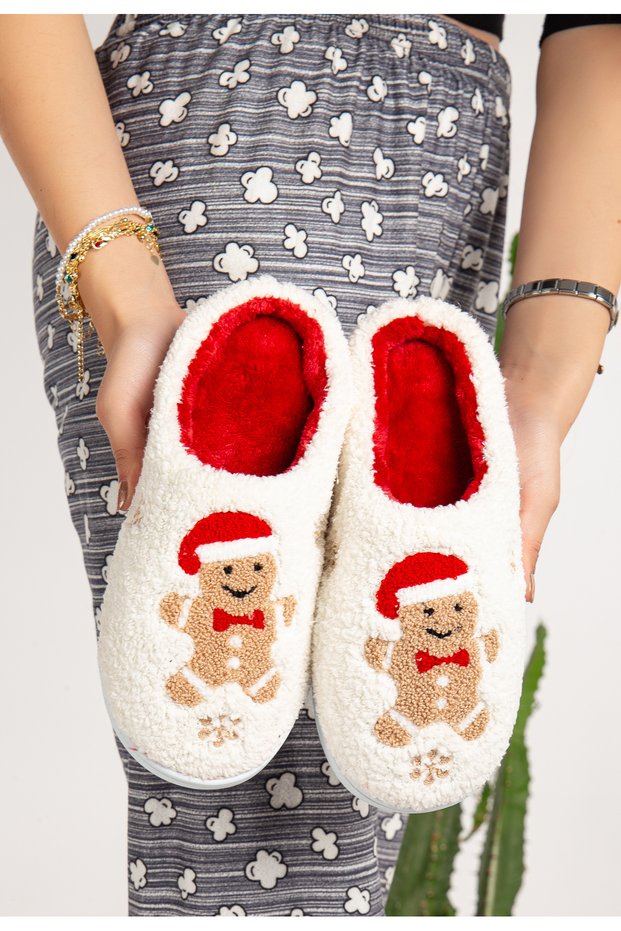 Santa Claus New Year's Eve Slippers Washable Plush Home Slippers House Slippers Guest Slippers