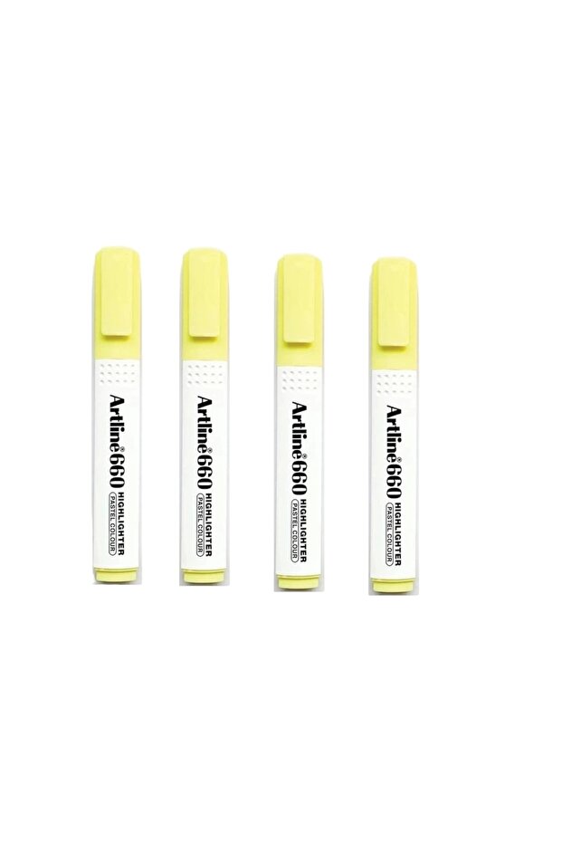 ARTLINE 660 Highlighter Pen, Chisel Tip, 1.0-4.0mm, Pastel Yellow (4 Pieces)