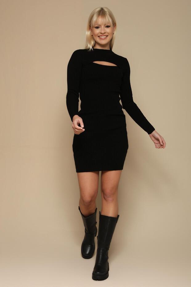 Kadın Cut Out Detaylı Triko Elbise - 1