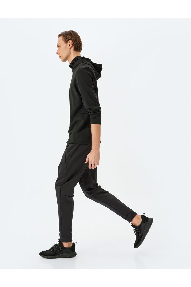 Jogger Sports Sweatpants with Lace-Up Waist, Zippered Pockets and Stitching Detail