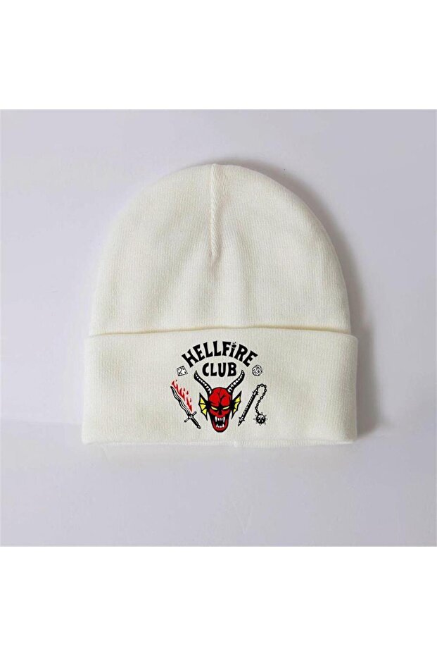 White Stranger Things Season 4 Dustin Hellfire Club Beanie