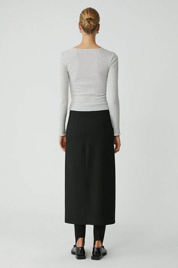 Modest Gıllıs Kadın Regular Fit Normal Kalıp Pamuklu V Yakalı Uzun Kol Basic Grimelanj Bluz - 5