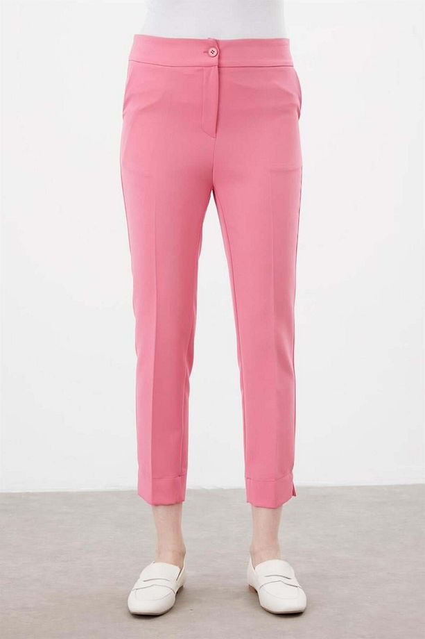 Yüksek Bel Basıc Pantolon - Pembe - 2
