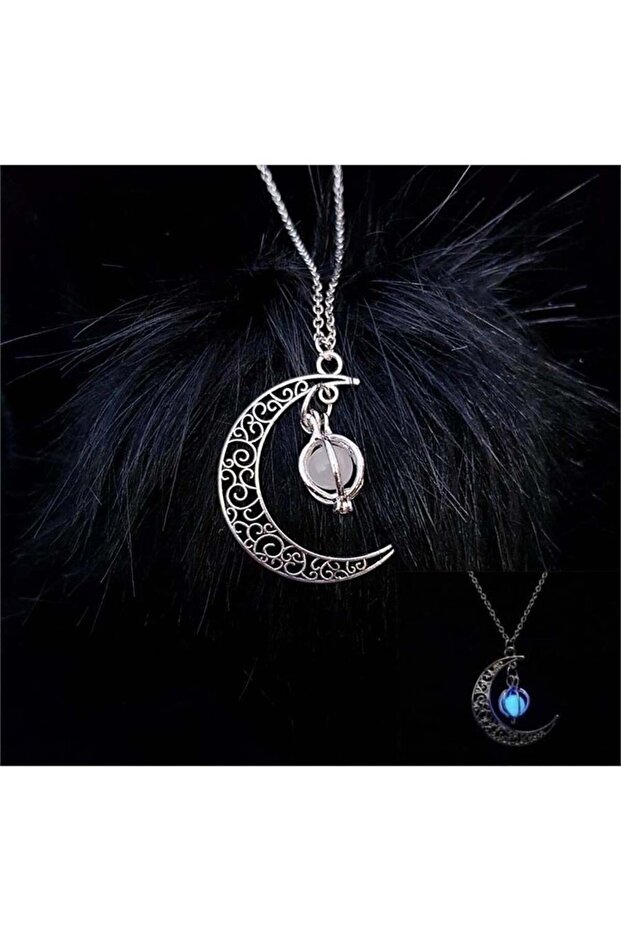 Glowing Moon Necklace in the Night with Chain