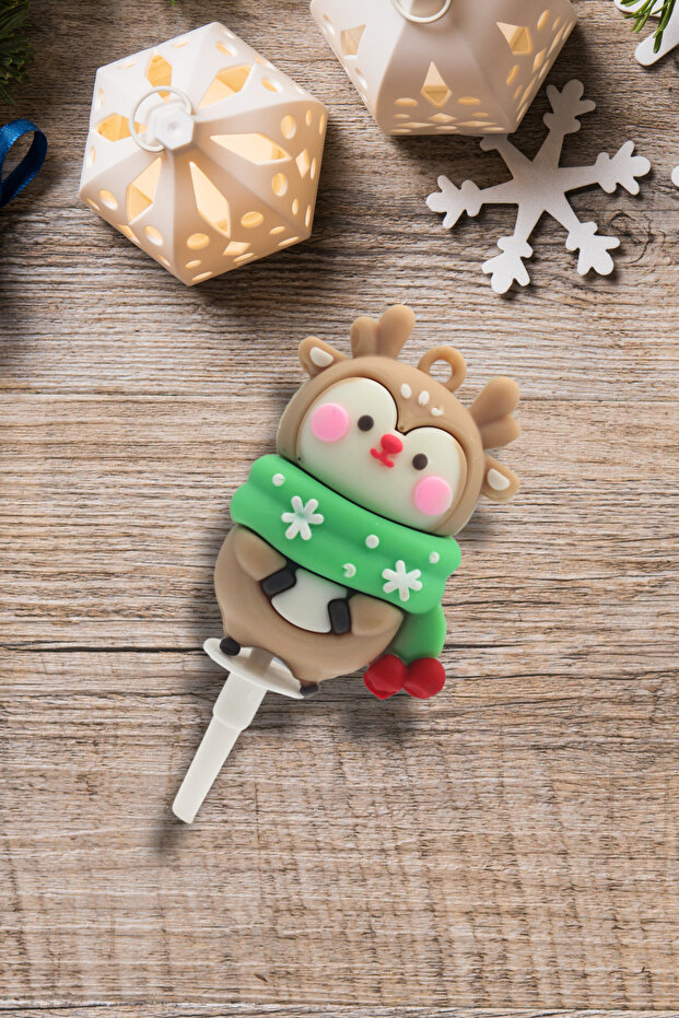 Decorative Silicone Cake Top Christmas Ornament 4 Pieces Deer (Keychain)