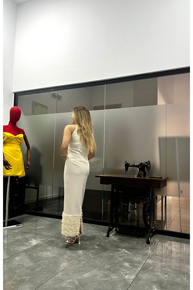 Ekru Tasarım Elbise - 4