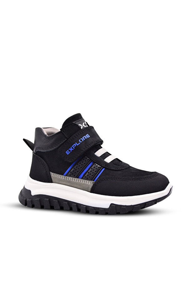 Explore Tek Cırtlı Hakiki Deri Anatomik Erkek Çocuk Bot Siyah - 1