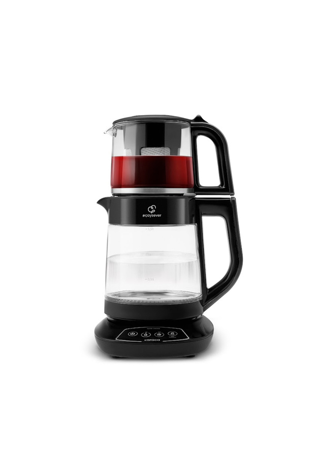 Çaysever 3 in 1 Konuşan Cam Çay Makinesi Su Isıtıcı ve Mama Suyu Hazırlama 1700W Black - 1