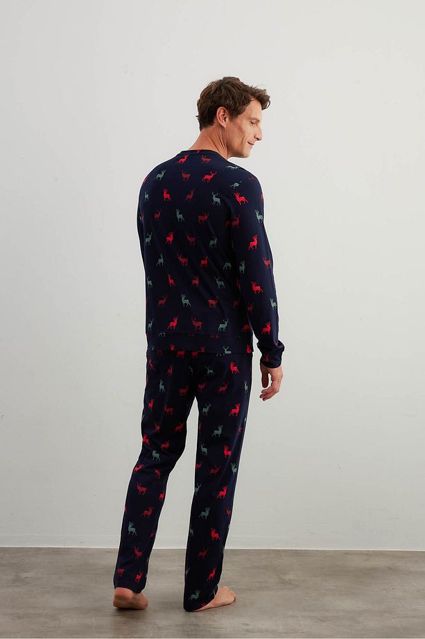 Erkek Pamuklu Uzun Kollu Pijama Üstü - 4