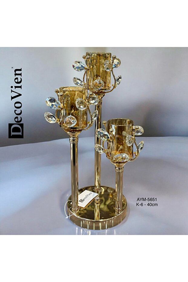 3 LÜ GOLD ŞAMDAN MUMLUK AYM-5651 - 1