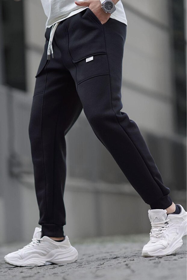 Siyah Kargo Cep Basic Eşofman Altı 6527 - 1