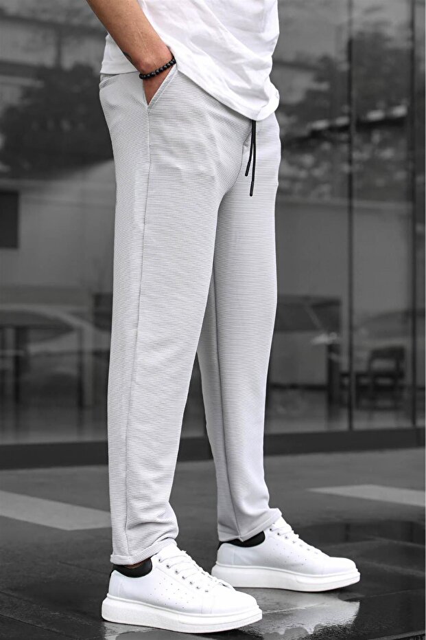 Gray Basic Waffle Fabric Men's Trousers 6509 - 3